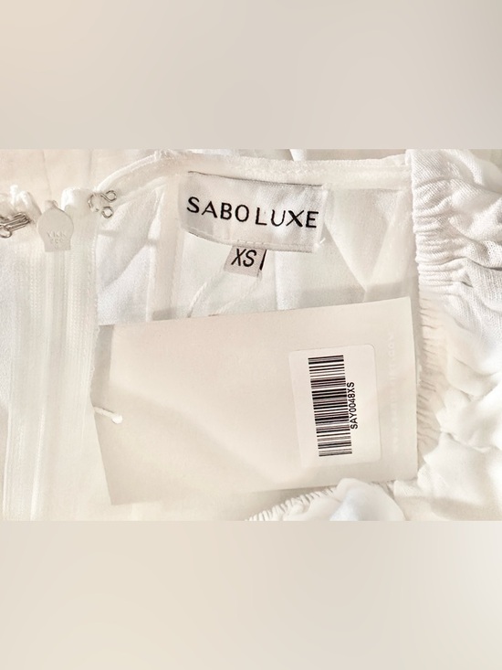 NWT SABO Luxe Australia Brielle Off-Shoulder Corset Mini Dress w Balloon Sleeves - Picture 9 of 10